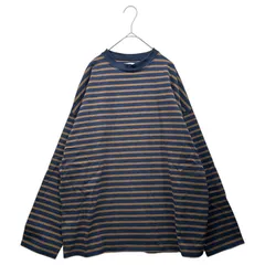 marka(マーカ) 22AW OVERSIZE TEE L/S ORGANIC COTTON オーバーサイズ 長袖 オーガニック コットン ボーダー Tシャツ M22D-04CS01C 1 ネイビー×ブラウン カットソーのサムネイル