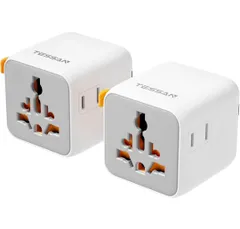 ★超小型 海外 変換プラグ 全世界対応 2個セット 海外旅行 便利グッズ ACコンセント2個 TESSAN コンセント変換プラグ C/O/BF/Aタイプ付き 電源変換アダプター ヨーロッパ/韓国/オーストラリア/イギリス/アメリカ/中国などの国に対応