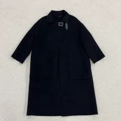 38 カシミア ウール ブラック ロングコート 0127M2