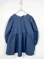 美品 prose verse プロズヴェール 145822-7 定価4950円 フラワー ジャガード ペプラム ブラウス シャツ sizeM/紺  ■■レディース