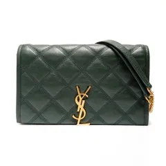 YVES SAINT LAURENT イヴ・サンローラン ショルダーバッグ キルティングレザー カサンドラ YSL ロゴ モスグリーン【中古】