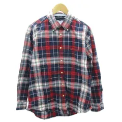 トミーヒルフィガー TOMMY HILFIGER シャツ チェック柄 長袖 M 赤 青 レッド ブルー 1221 ■YHS7