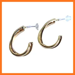 【新品】 樹脂 製 ポスト の ピアス アレルギー を起こしにくい 肌に優しい (デザインC型フープ GOLD) 1