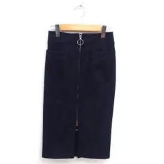 ノーブル NOBLE タイト ナロースカート ロング フロントジップ 34 ネイビー 紺 /TT