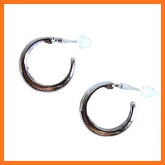 【新品】 樹脂 製 ポスト の ピアス アレルギー を起こしにくい 肌に優しい (C型フープ SILVER) 1