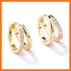 【新品】 COOCY ファッションピアス レディース ジルコニアピアスシンプルデザイン人気 金属アレルギー対応 リングジルコニア ピアス 18金つけっぱなし ゆれるearrings 0