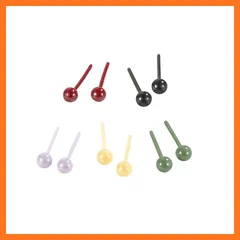 【新品】 QINGANRAN 5ペア セラミック 丸玉 ポストピアス セット 金属アレルギー対応 ピアス 非金属 メンズ レディースジュエリー プレゼント 5mm 1