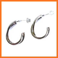 【新品】 樹脂 製 ポスト の ピアス アレルギー を起こしにくい 肌に優しい (デザインC型フープ SILVER) 1