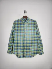 M ポロラルフローレン グリーンブルー CHECK シャツ