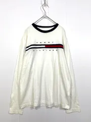 TOMMY HILFIGER トミーヒルフィガー C8378A9736 ロゴロングスリーブ Tシャツ sizeM/白 ■■メンズ