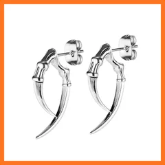 【新品】 Deelfel ピアス メンズ シルバー 刀ピアス 羊の角 爪ピアス チタン製 金属アレルギー対応 友達 誕生日 パーティー ギフト アクセサリー 1