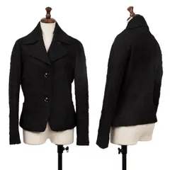 アツロウタヤマATSURO TAYAMA ウール混紡刺繍デザインジャケット 黒EUR36 USA4