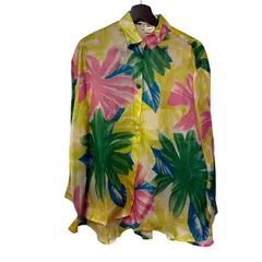  ESCADA（エスカーダ）CRISCA（クリスカ）ヴィンテージブラウス 80年代〜90年代 36サイズ トロピカル・ボタニカル柄【DD135】