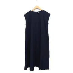 アーバンリサーチ ドアーズ URBAN RESEARCH DOORS リネン混 フレンチスリーブ ワンピース ロング丈 フレア 無地 M ネイビー 紺 /FT13