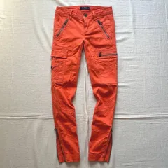 希少モデル　archive　ポロラルフローレン　ギミック　カーゴパンツ　軍パン　スリム　スキニーシルエット　複数ポケット　裾ジップアップ　オレンジ　0サイズ　アメカジ　Y2K　個性派　slim silhouette gimmick cargo pants