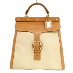 グッチ GUCCI オールドグッチ ヴィンテージ キャンバス レザー ボストンバッグ ハンドバッグ ベージュ キャメル