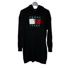  Tommy Jeans（トミー ジーンズ） ケーブルニット ブラック ロング丈ニット ワンピース・フーデッド ブラック【DD135】のサムネイル