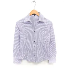 コムサデモード COMME CA DU MODE シャツ ブラウス ステンカラー ストライプ 薄手 長袖 11 パープル ホワイト 紫 白 /TT