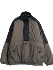 90s ナイキ 中綿 ナイロン ジャケット メンズ M / オールド ハーフジップ ハイネック プルオーバー ビッグ スウッシュ ブルゾン アノラック