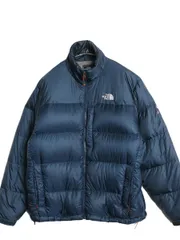 【お得なクーポン配布中!】 ノースフェイス サミット シリーズ ダウン ジャケット メンズ L 古着 700フィル ナイロン キルティング アウトドア ブルゾン フルジップ 紺