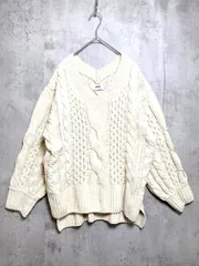 AZUL BY MOUSSY アズールバイマウジー Vネック ケーブル編み もちもち ニット セーター sizeM/アイボリー ◇■レディース