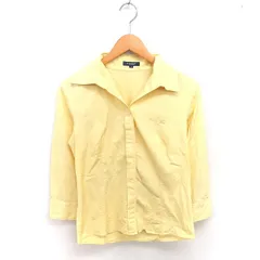バーバリー ロンドン BURBERRY LONDON 国内正規品 シャツ ブラウス ロゴ刺繡 比翼仕立て ステンカラー 七分袖 40 イエロー /TT