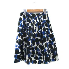 イネド INED フレア スカート ミニ 総柄 7 アイボリー 白 /KT15