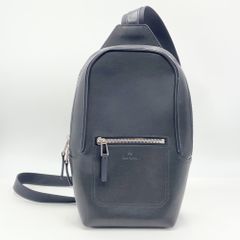 ポールスミス ボディバッグ ロゴ刻印 レザー 斜めがけ ネイビー 現行品 