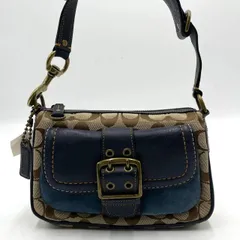 極美品● COACH コーチ ワンショルダー アクセサリーポーチ ロゴ チャーム 切替 スエード レザー