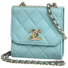 シャネル CHANEL ココマーク チェーン ショルダーバッグ ミニ マトラッセ トレンディCC ショルダーバッグ レザー ライトブルー A81633 レディース 【中古】のサムネイル