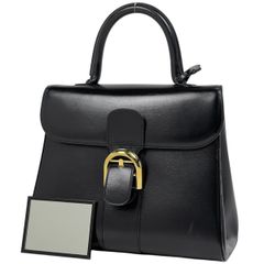 デルヴォー DELVAUX ブリヨン 手提げ ハンドバッグ レザー ブラック レディース 【中古】