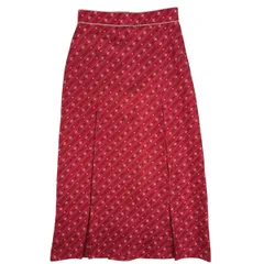 フェンディ FENDI ロゴ プリーツスカート ロング 総柄 ボトムス スカート シルク レッド レディース 【中古】