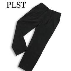 PLST プラステ 春夏 ストレッチ★ チェック テーパード イージー パンツ スラックス Sz.L メンズ 灰