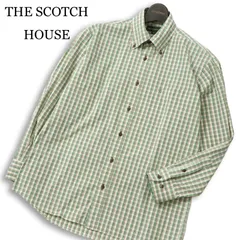 THE SCOTCH HOUSE スコッチハウス 通年 ロゴ刺繍★ 長袖 チェック ボタンダウン シャツ Sz.M メンズ