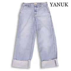 24SS★YANUK ヤヌーク × 加藤かすみ 57133506 加工 カットオフ ストレッチ デニム ワイド パンツ ジーンズ Sz.M レディース