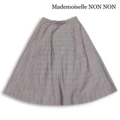 Mademoiselle NON NON マドモアゼルノンノン シルク混♪ グレンチェック フレア スカート Sz.LL レディース 大きいサイズ