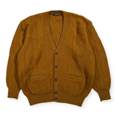 Christian Dior MONSIEUR クリスチャンディオール ケーブル編み ウールニット カーディガン O /イエローブラウン系 ヴィンテージ/Y-TK03のサムネイル