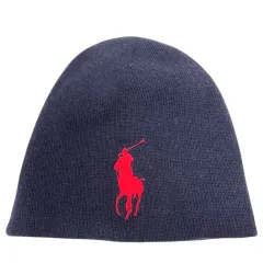 ポロ ラルフローレン POLO RALPH LAUREN 帽子 ニット帽 ビーニー ウール ポニー 刺繍 紺 ネイビー 赤 レッド