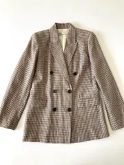 ZARA ザラ   チェック　ダブル ブレザー  テーラード ジャケット sizeXS/ベージュ■■レディース