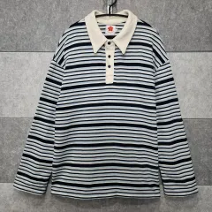 ジュン ジュンスペース レディース ストライプ ラグビー オーバーサイズ カラ Tシャツ (サイズ F)