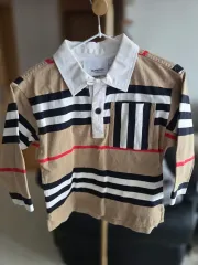 バーバリー キッズ ストライプ 長袖 カラ Tシャツ