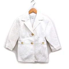バナナリパブリック BANANA REPUBLIC 7分袖 ジャケット ジャガード シングルボタン ホワイト 白 /FT2