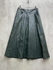 ZARA ザラ フェイクレザー フレア ロング スカート sizeUSA M/ダークグリーン ◇■レディース