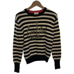 LANVIN en Bleu　セーター　長袖　ニット　トップス　クルーネック　ボーダー　プリント　古着　/2403