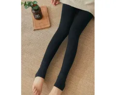 冬用ファーレギンス スターソックス (足なし) 寒波用 起毛レギンス ブラック