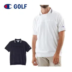 チャンピオン ゴルフウェア メンズ パイル地 サガラ刺繍 プルオーバー ガゼット 半袖ポロシャツ C3-ZG305 M-XL 