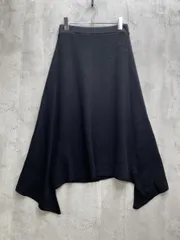 Munich ミューニック MN192K06 片畦編み 変形ヘム ニット フレア スカート 日本製 sizeS/黒 ◆■レディース