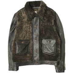 RRL シアリング ダウンジャケット レザー切替 L 傑作 美品 - メルカリ