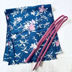 【一点もの】帯揚げ・帯締めセット 落ち着きブルー×差し色ピンク 静かな個性を引き立てる和装小物