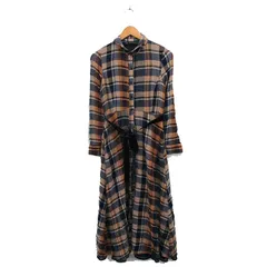 ザラ ZARA シャツ ワンピース ロング 長袖 チェック XS ベージュ /KT17